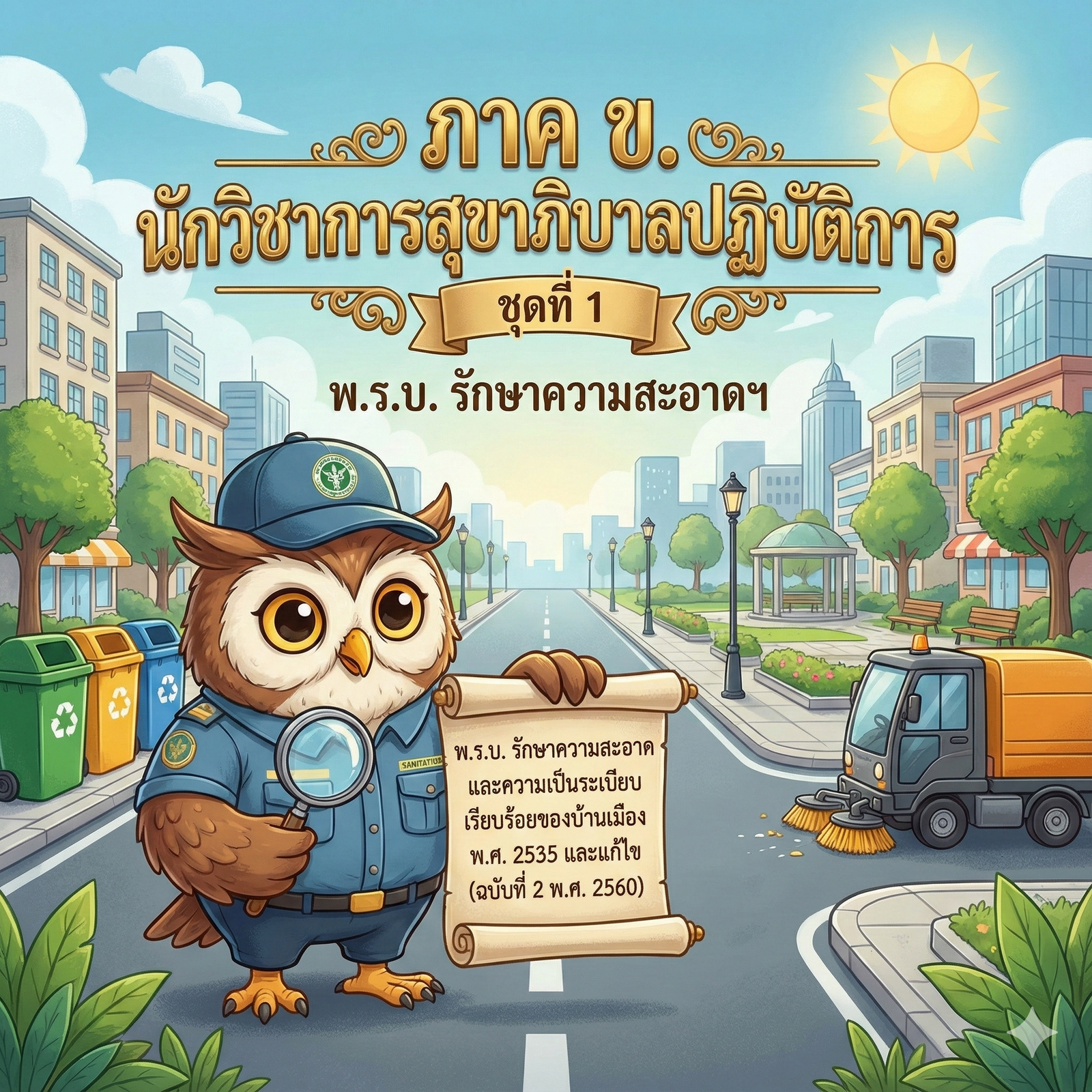 ภาคความรู้ความสามารถเฉพาะตําแหน่ง (ภาค ข.) นักวิชาการสุขาภิบาลปฏิบัติการ : พ.ร.บ. รักษาความสะอาดและความเป็นระเบียบเรียบร้อยของบ้านเมือง พ.ศ. 2535 และแก้ไข (ฉบับที่ 2 พ.ศ. 2560) ชุดที่ 1